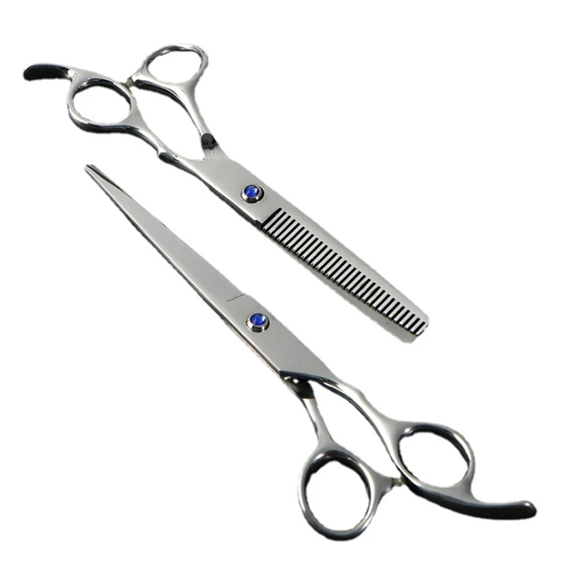 

Hairdressing Scissors Set 7-Inch Flat Scissors Scissors Thinning Barber Household Stainless Steel Mute