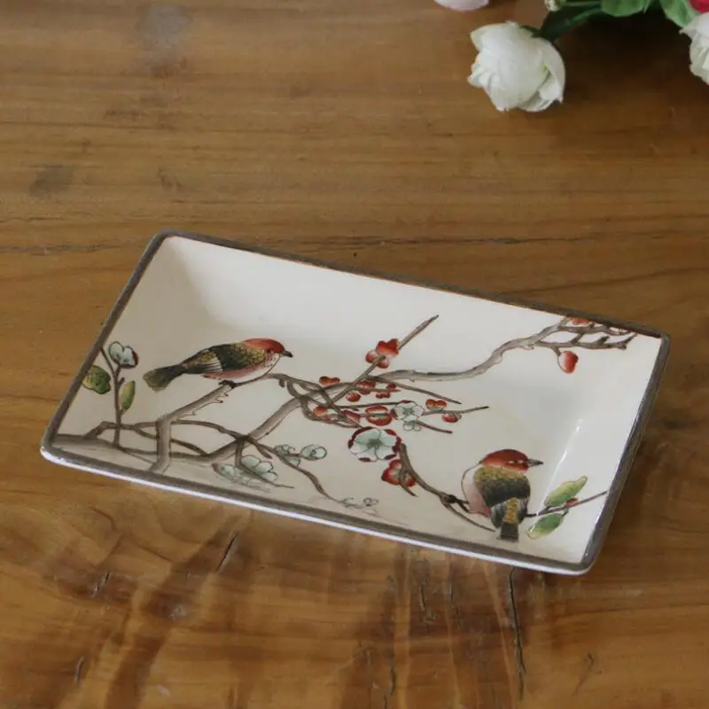 

Wykwintne ręcznie malowane ceramiczne płyta duża porcelany mydła ścierka do naczyń danie