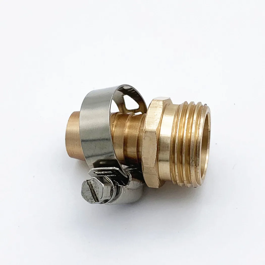 

5/8\\\\\\\\\\\\\\\" Brass Garden Hose Repair Mender Male & Female Connector W/ Clamp For Repairing Damaged Hose Repair