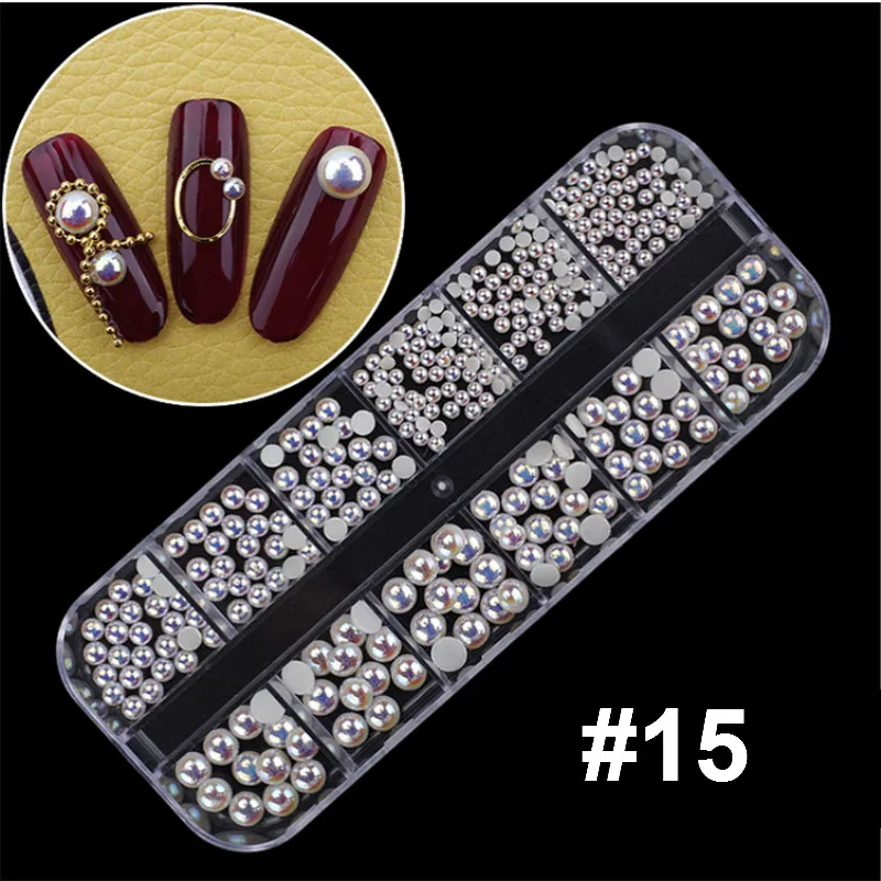 15 Mixed Colorful Rhinestones For Nails Crystal Stones Gems Manicure Accessories Studs 27 Models Diamonds 3D Nail Art Decorations - Цвет: 15