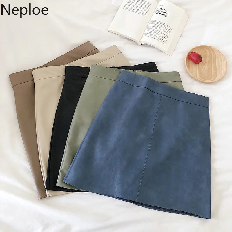 Neploe/черная высокая талия A Line Jupe Femme осенне-зимняя верхняя одежда мини Короткая Faldas Mujer облегающая кожаная юбка для женщин 46411