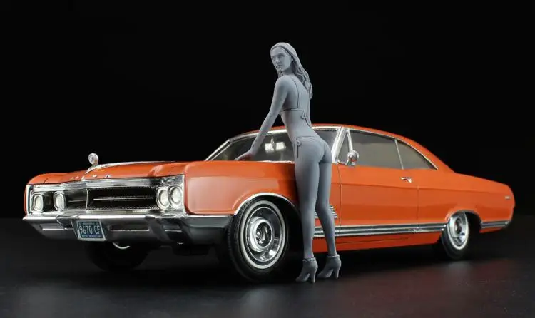 1/24 66 двухдверная модель гоночной машины B с девочкой кукла сборный автомобиль 52213