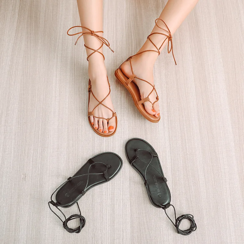 Эспадрильи женские на плоской подошве с ремешком щиколотке пляжные однотонные