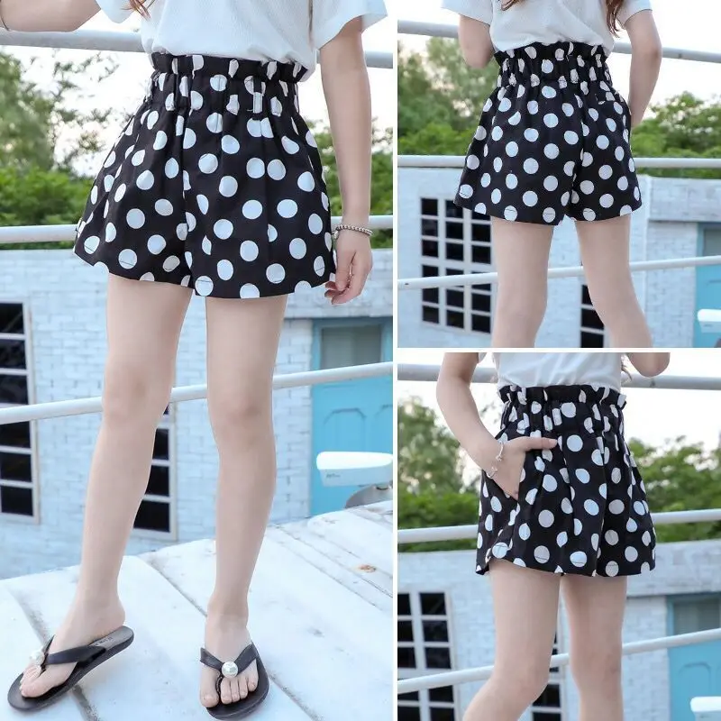 Детские шорты для девочек летние детские короткие штаны в черно белый горошек