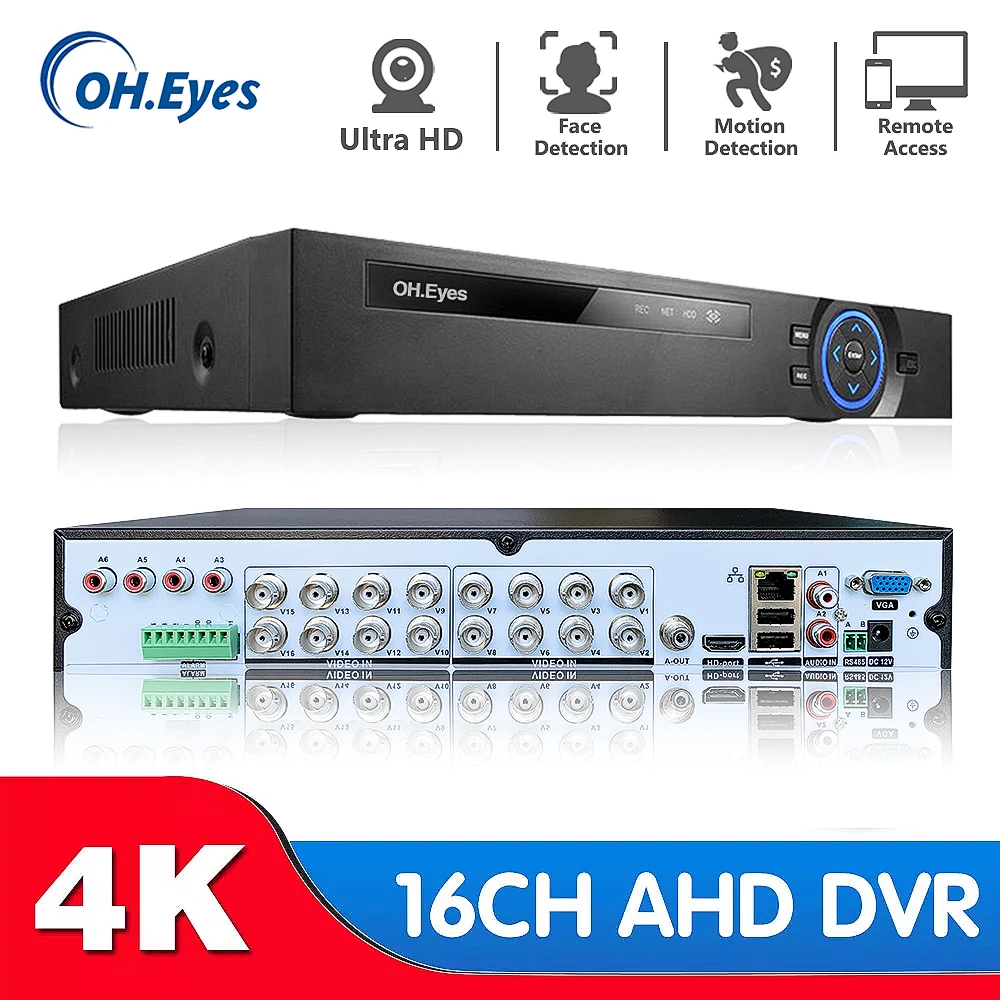 

16CH AHD DVR HD 4K CCTV Security Camera System Kit 6 IN 1 16CH 8MP Hybrid DVR 16 Channels Digital Video Surveillance Recorder