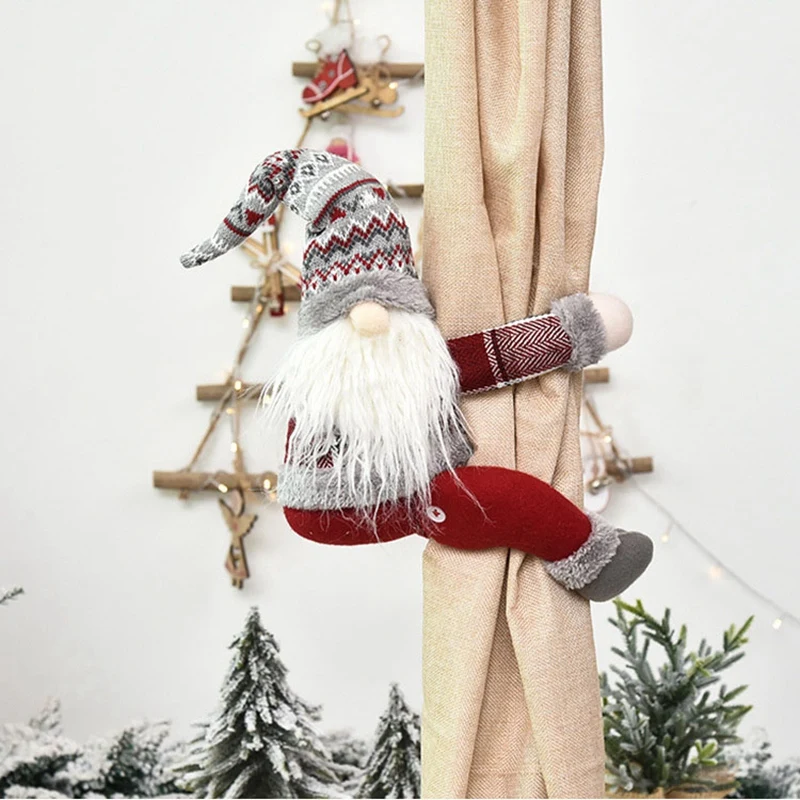 

2 Packs Christmas Santa Claus Cartoon Doll Christmas Curtain Buckle Window Curtain Decoration Accessories Hat