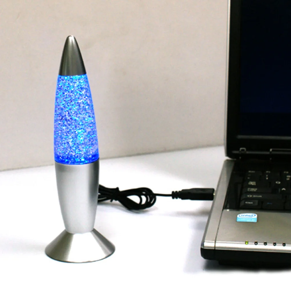 

3D Glitter Led RGB Party Rocket Shape Home Decor Color Change Night USB Rechargeable Bedside Portable Lava Lamp
