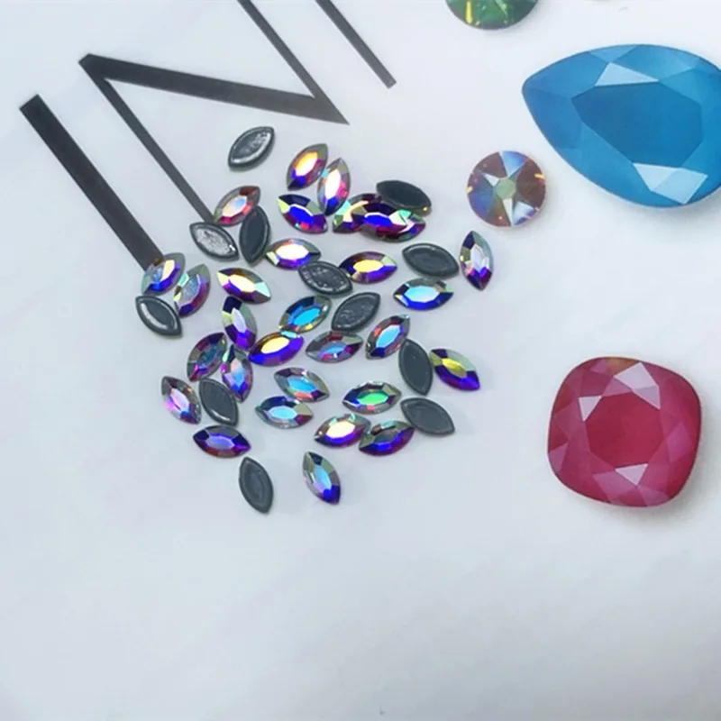 144 шт./пакет овальные Стразы особой формы не требуют горячей фиксации украшения с