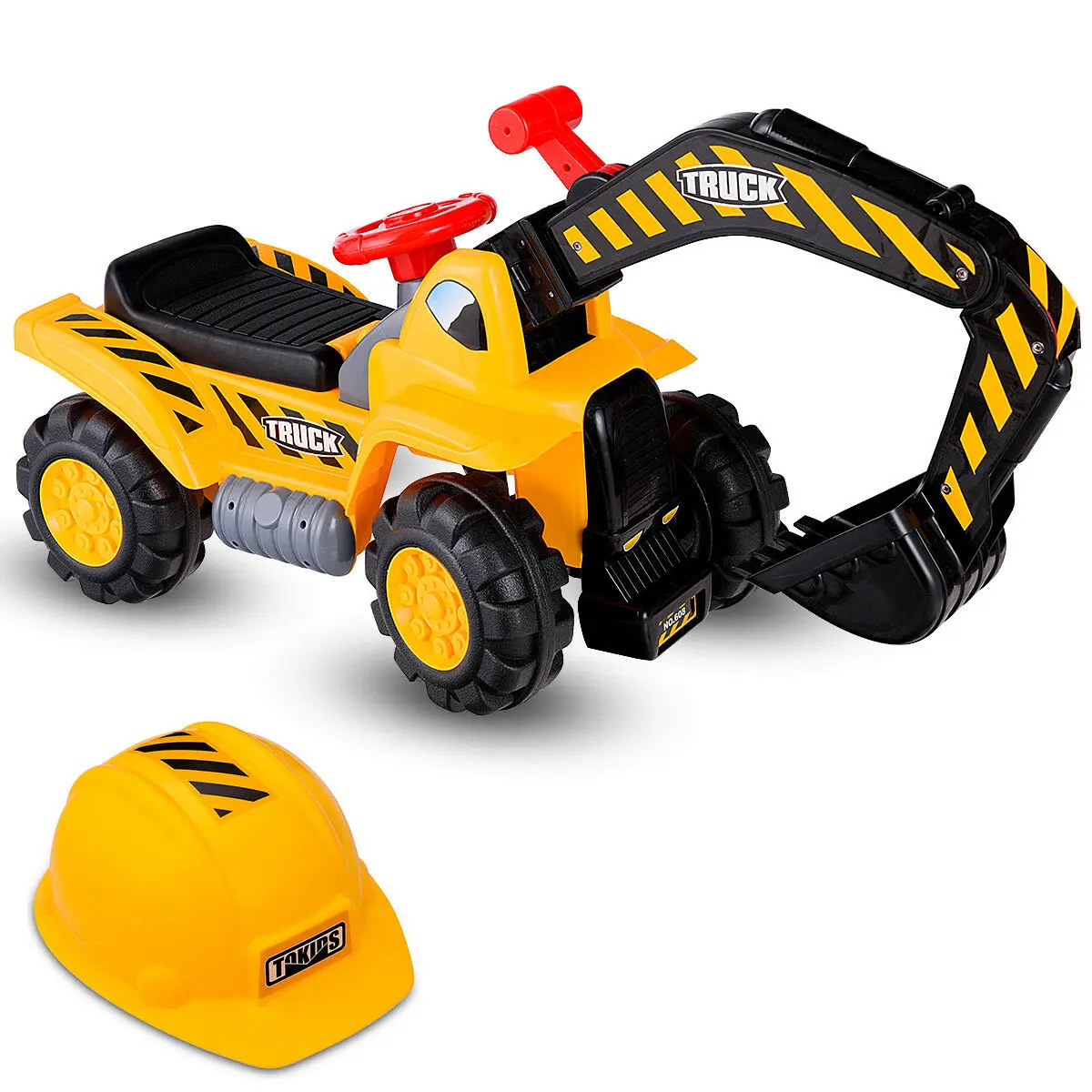 Kids Ride On Toy Truck Excavator Digger Truck w/Sound&Helmet Toddler Gift