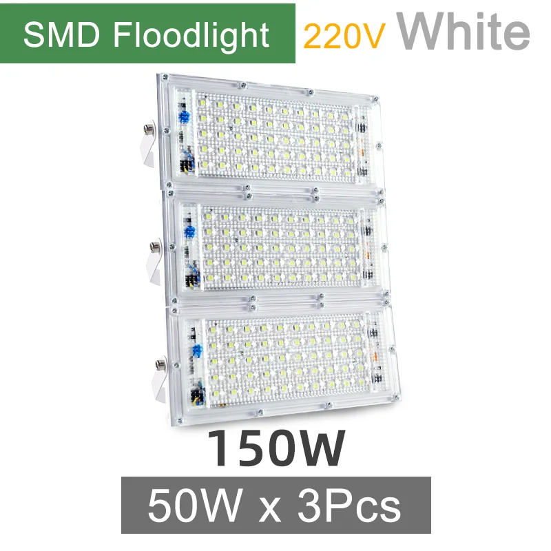 Kaguyahime Светодиодный прожектор светильник 50W 100W 200W Светодиодный прожектор светильник 220V IP65 Водонепроницаемый дистанционного Управление отражатель светильник ing уличные точечный светильник - Испускаемый цвет: 3Pcs White SMD Light