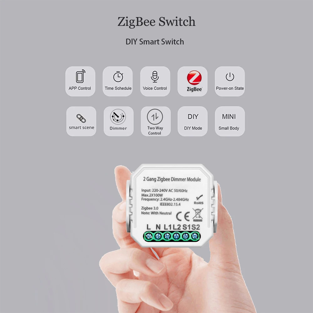 Умный диммер ZigBee Tuya модуль переключателя с 1 клавишей и 2 клавишами нейтральным
