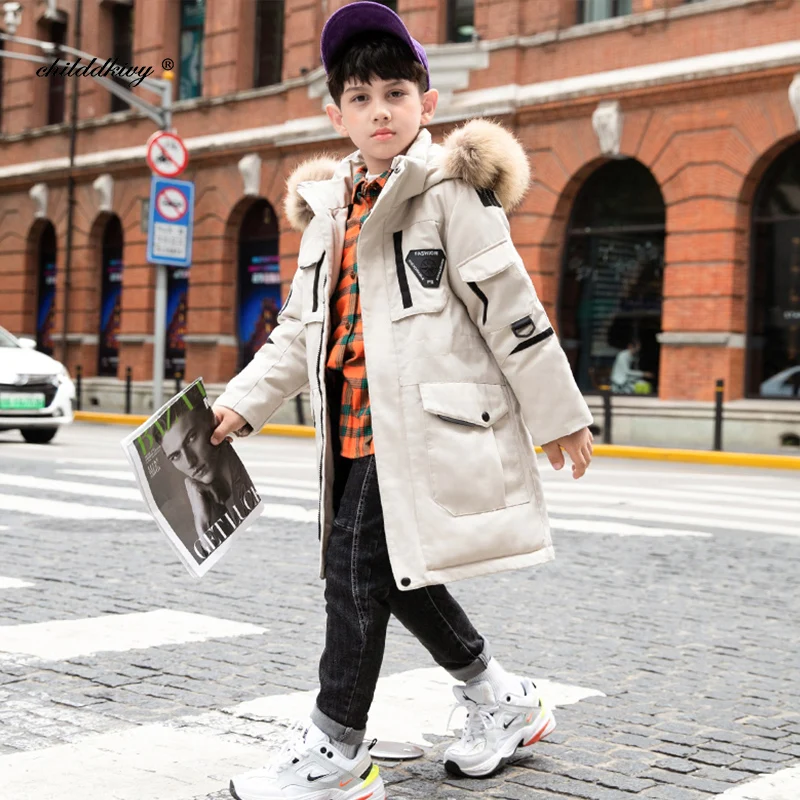 

-30Degrees Children winter jacket 2020 New Thick warm Kids fashion down coat for boys real fur collar baby girl snowsuit clothes