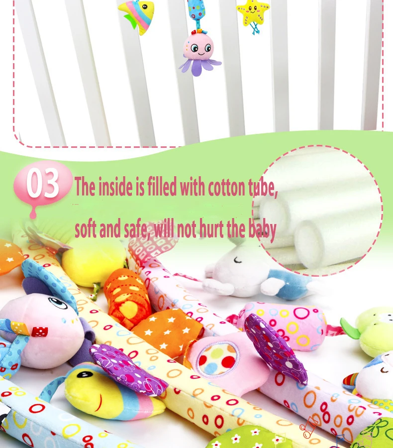 Sonajeros de felpa suave para cochecito, juguetes de felpa para ni&ntilde;os, campana de anillo con sonido, juguetes colgantes, campana para cuna y cama-2