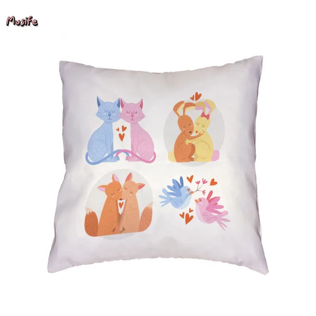 

Valentine's Day Gift Cushion Cover Animal Giraffe Bear Flamingo Bedroom Sofa Decoration Polyester Peach Skin Cushion Cover ...
