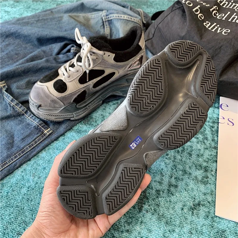 Женские кроссовки на платформе винтажные шнуровке уличная спортивная обувь