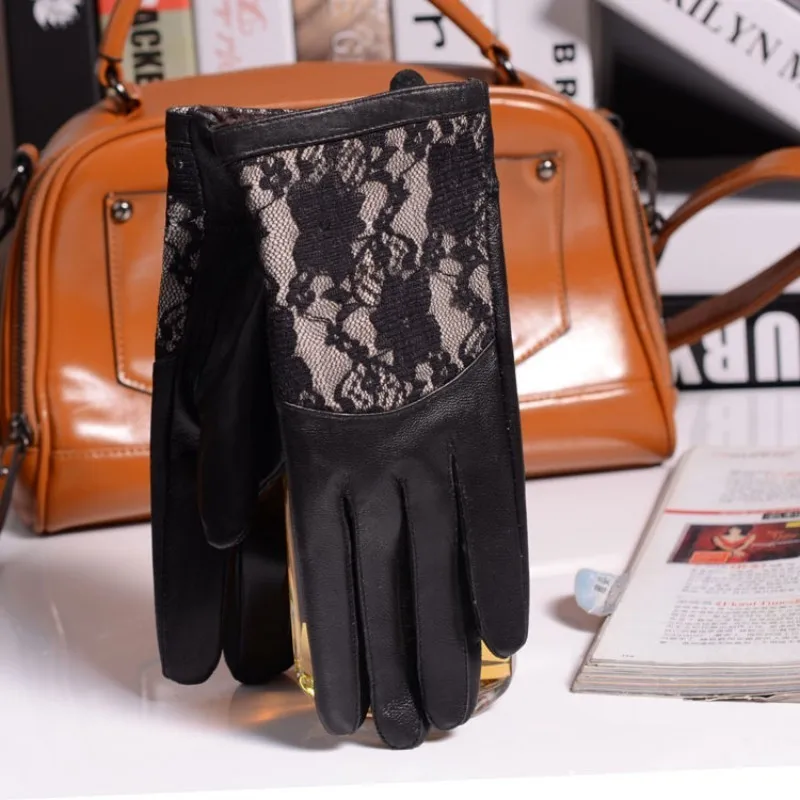 Элегантные Роскошные Брендовые женские Вечерние перчатки из овчины теплые