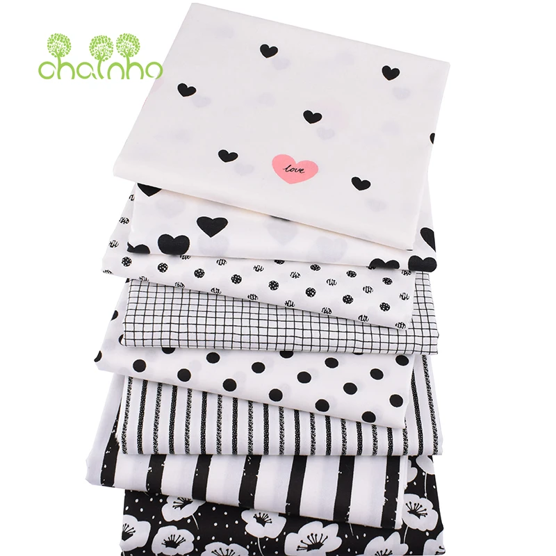 Черно-белая Геометрическая серия Chainho хлопчатобумажная ткань с принтом