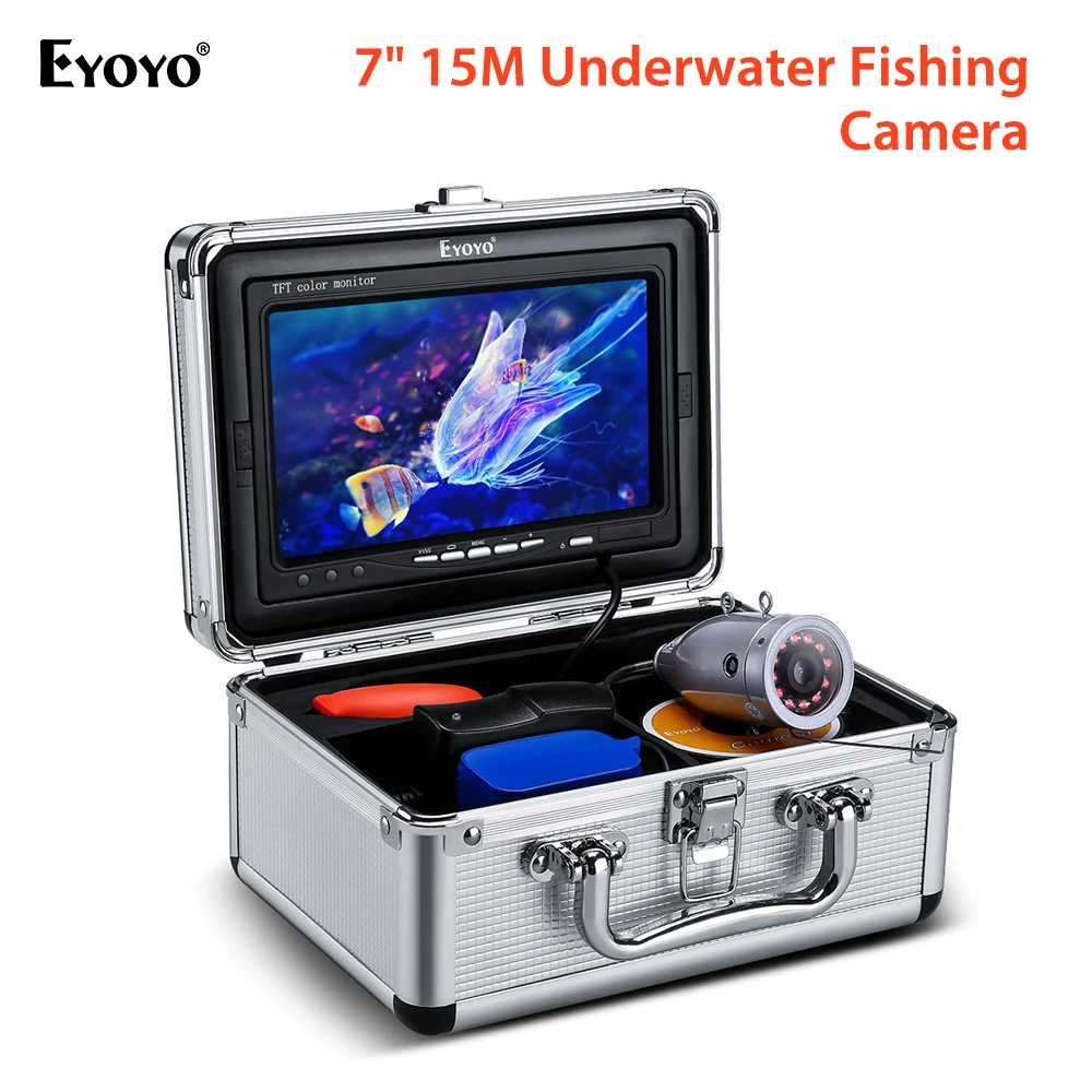 

Eyoyo EF07 рыболокатор подводная рыболовная камера 1000TVL экран 12 шт. ИК светодиодов камера для подледной/морской рыбалки