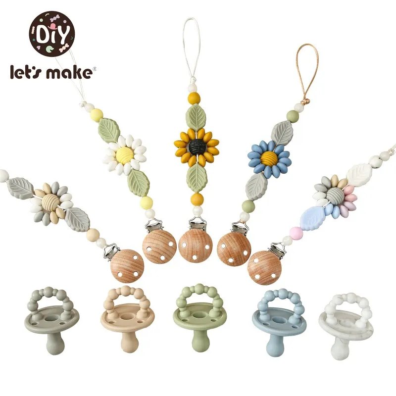 

Let's Make Safe Baby Teether Teething Chain Nipple Dummy Set BPA Free Baby Pacifiers Soother Teether Teething Chain Kids Gift