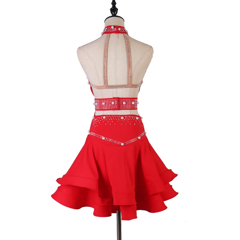 Sexy Lading Dance Show Match Diamond Suit High Lead Dress Rumba Just Will Pendulum Dance Skirt