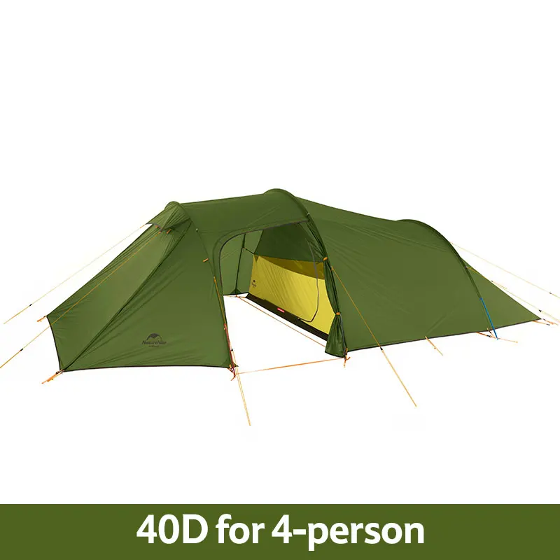 40D Green P4 Naturehike Сверхлегкий туннельный тент из опалуса для 2~ 4 человек 20D/210T тканевый тент для кемпинга с бесплатной NH17L001-L - Цвет: 40D Green P4