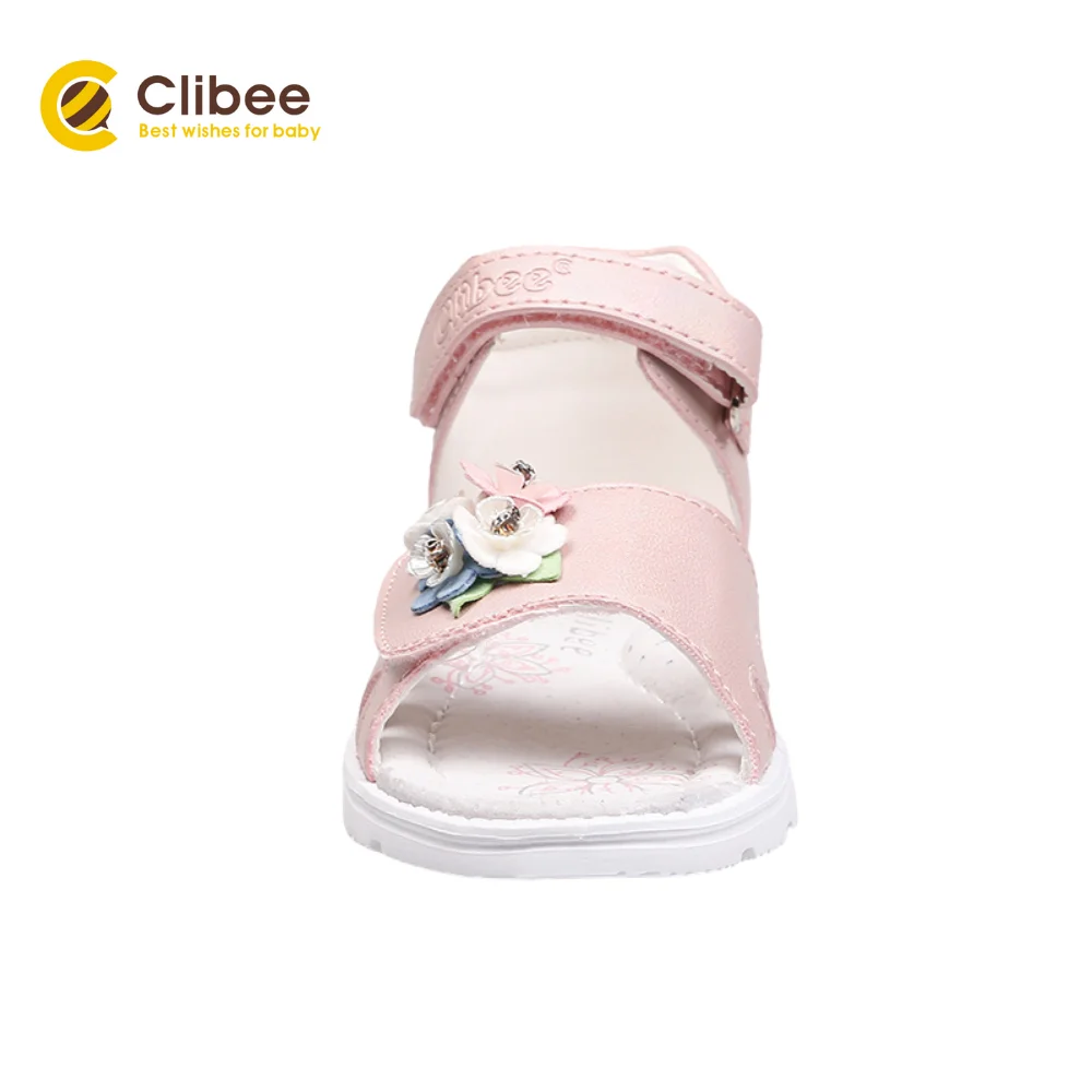 

CLIBEE Kids Summer Open-Toe orthopedic Sandals Children's Flower Beach Shoes With Hook-Loop Girls Flat Sandal with Arch Support