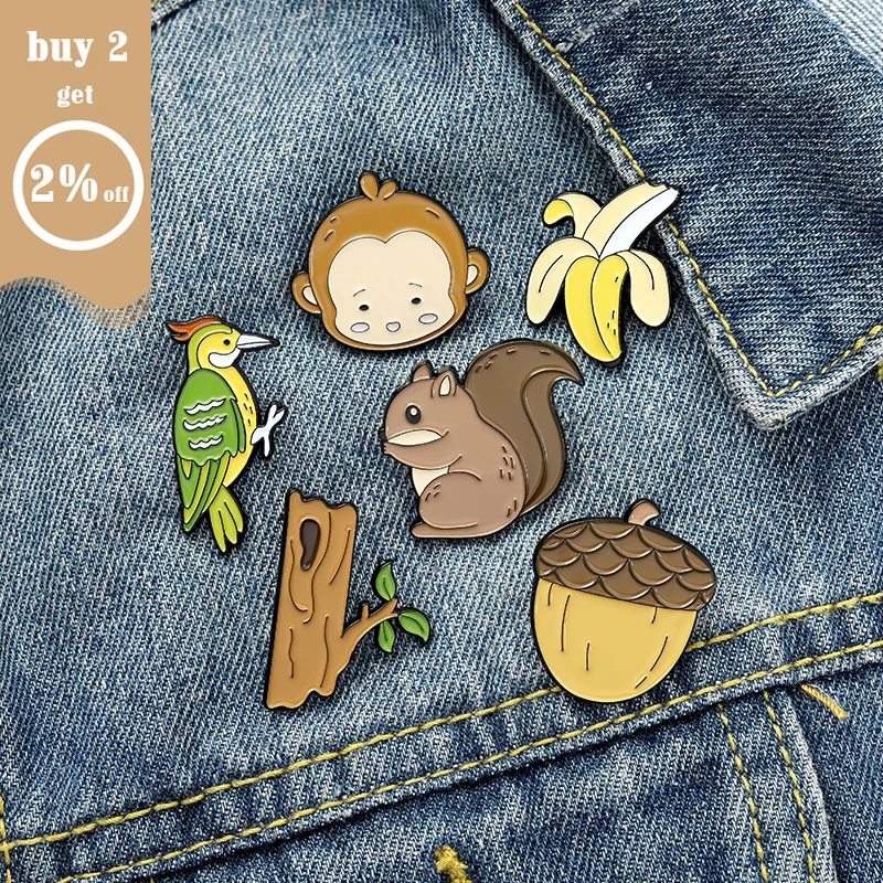 Милые эмалированные Броши с изображением животных из мультфильмов обезьяны