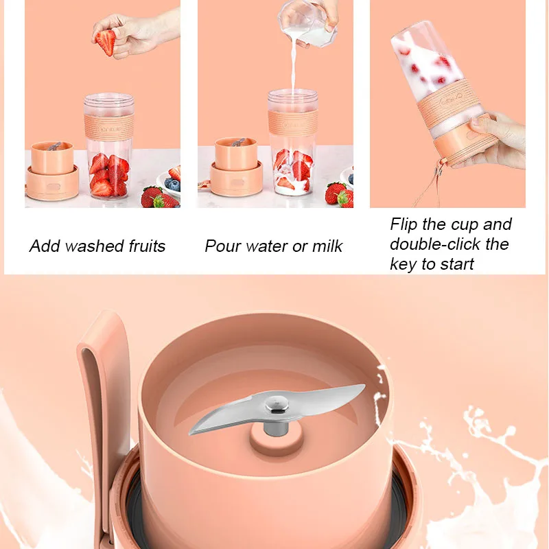 Электрическая соковыжималка портативная с USB зарядкой для фруктов овощей соевое