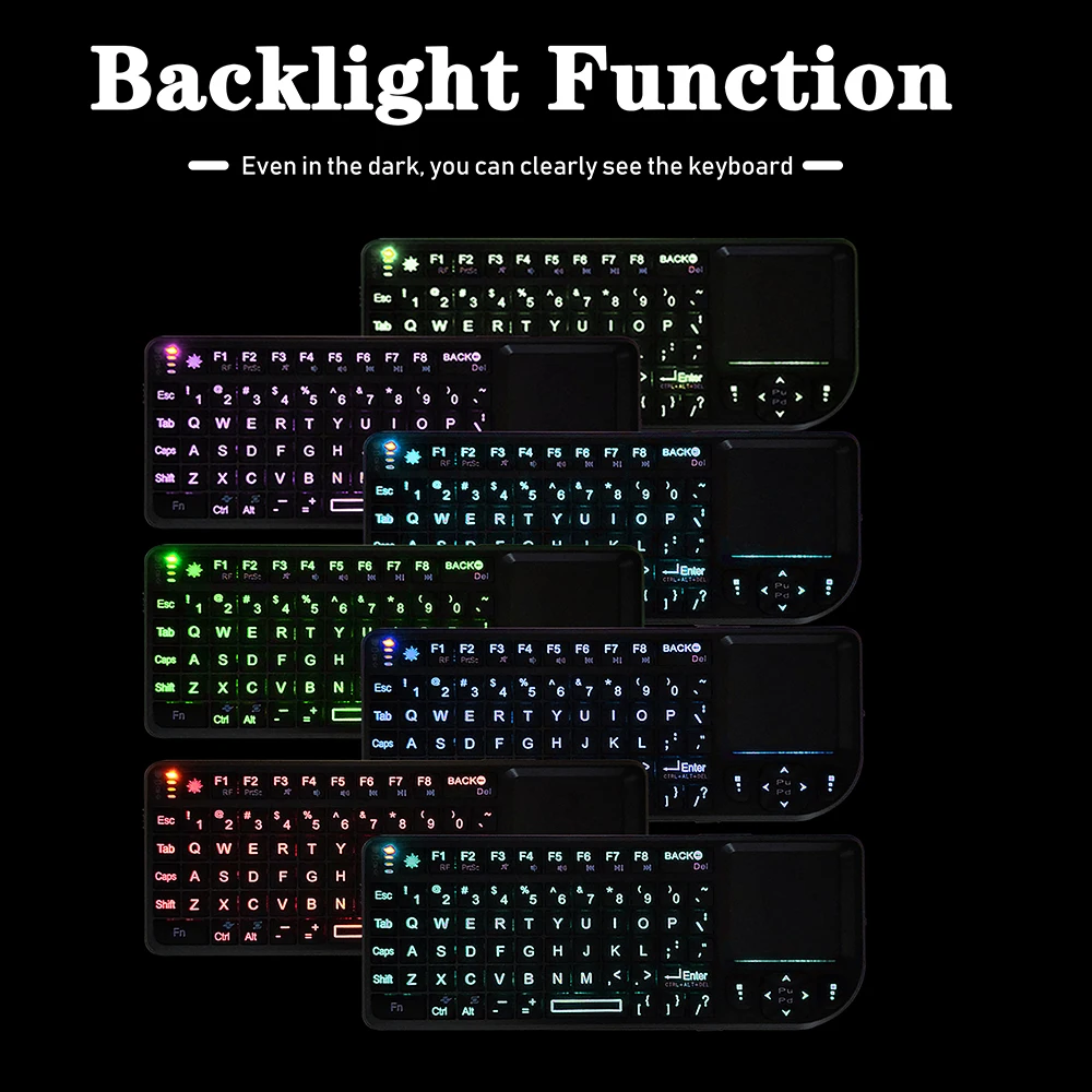 A8 английская раскладка Беспроводной клавиатура с подсветкой 7 цветов 2 4 ГГц