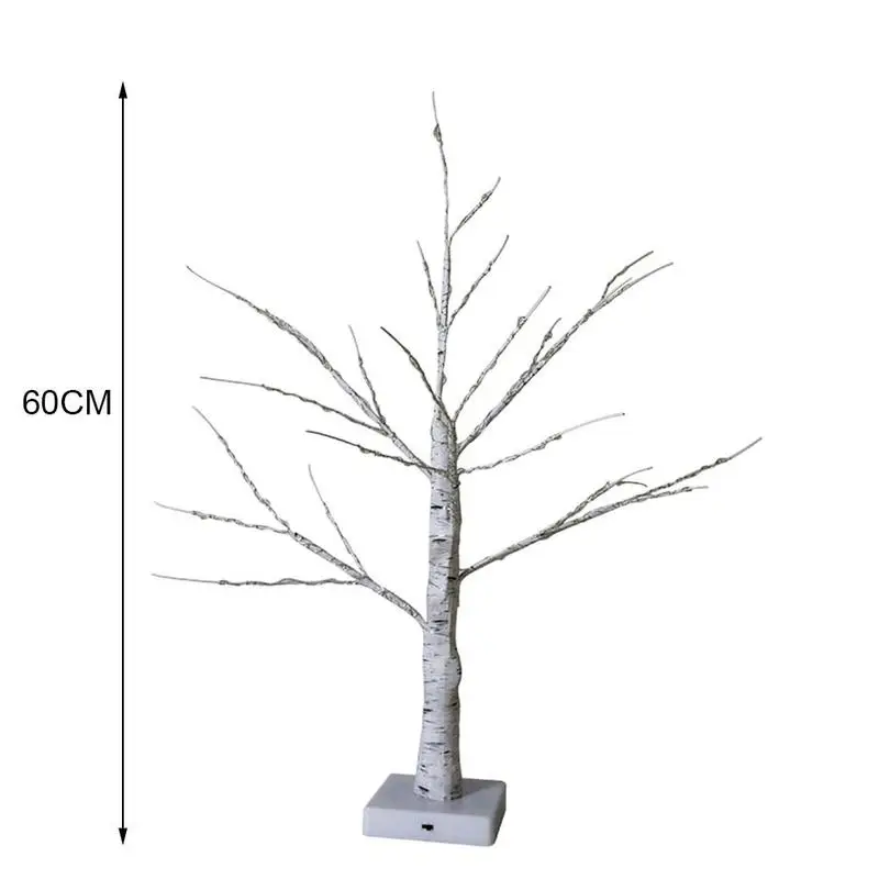 

45/60cm Easter Tree LED Birch Tree Light Battery Operated Party Lighted Tabletop Holiday Festival Easter Decor White Tree W O2Y2