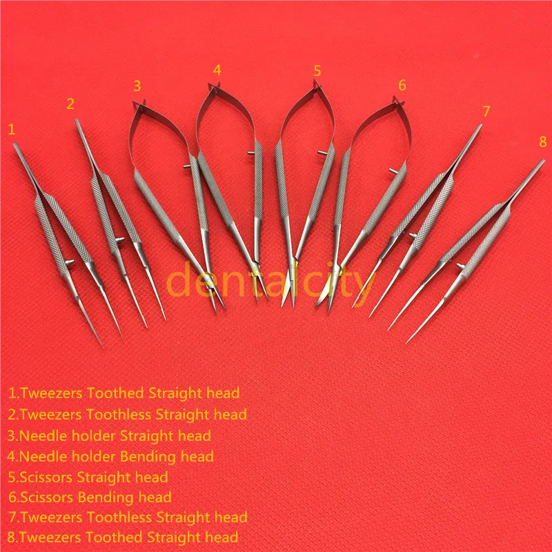 Stainless steel surgical tools Stainless steel ophthalmic microsurgical instruments scissors+Needle holders +tweezers 16cm