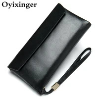 oyixinger luxury women wallet genuine leather purse for women rfid thin clutch ladies long style coin wallet female card holder