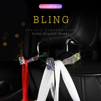 2pcs car seat headrest hooks hidden rhinestone auto organizer sparkling bling accessories