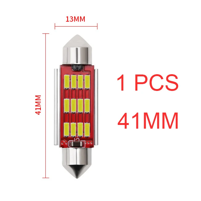 1PCS 41mm White BraveWay 1 шт. 31 мм 36 мм 39 мм 41 мм светодиодный светильник C5W C10W супер яркий 4014 SMD Canbus без ошибок авто Интерьер Doom лампа для стайлинга автомобилей - Испускаемый цвет: 1PCS 41mm White