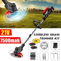 21v electric grass trimmer powerful trimmers brush cutter lawn mower cordless cutting machine garden tools with 2 li battery