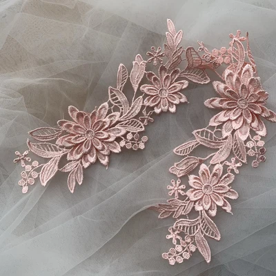 2 пары = 4 штуки разноцветные цветочные 3D кружевные аппликации вышитые нашивки