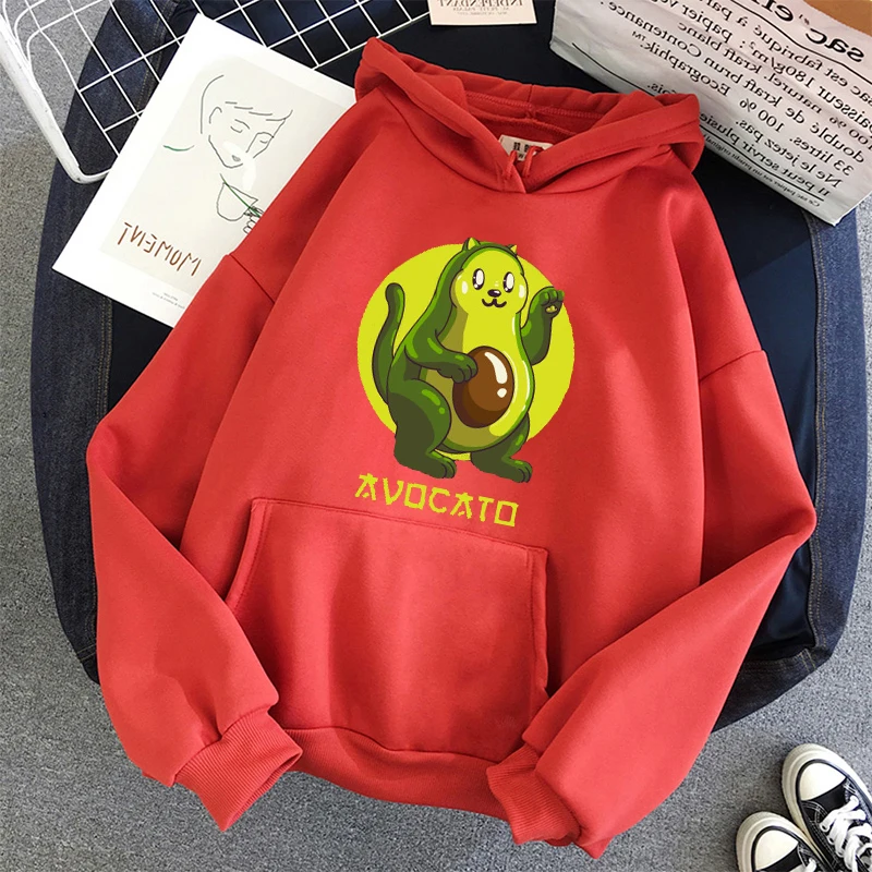 

Big Belly Monster Avocado print hoodies student Cartoon Print Harajuku Sweatshirt Kawaii Korean Style Oversized Winter Pullovers