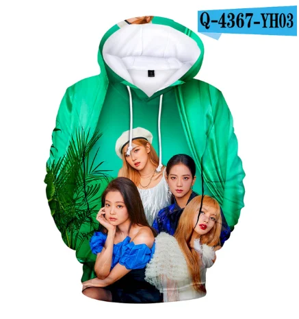 Светло-желтый Корейская толстовка Kpop, черно-розовая толстовка с капюшоном, Женская толстовка в стиле хип-хоп, 3D принт, черный, розовый, с капюшоном, повседневные, черно-розовые пуловеры, одежда - Цвет: Светло-желтый