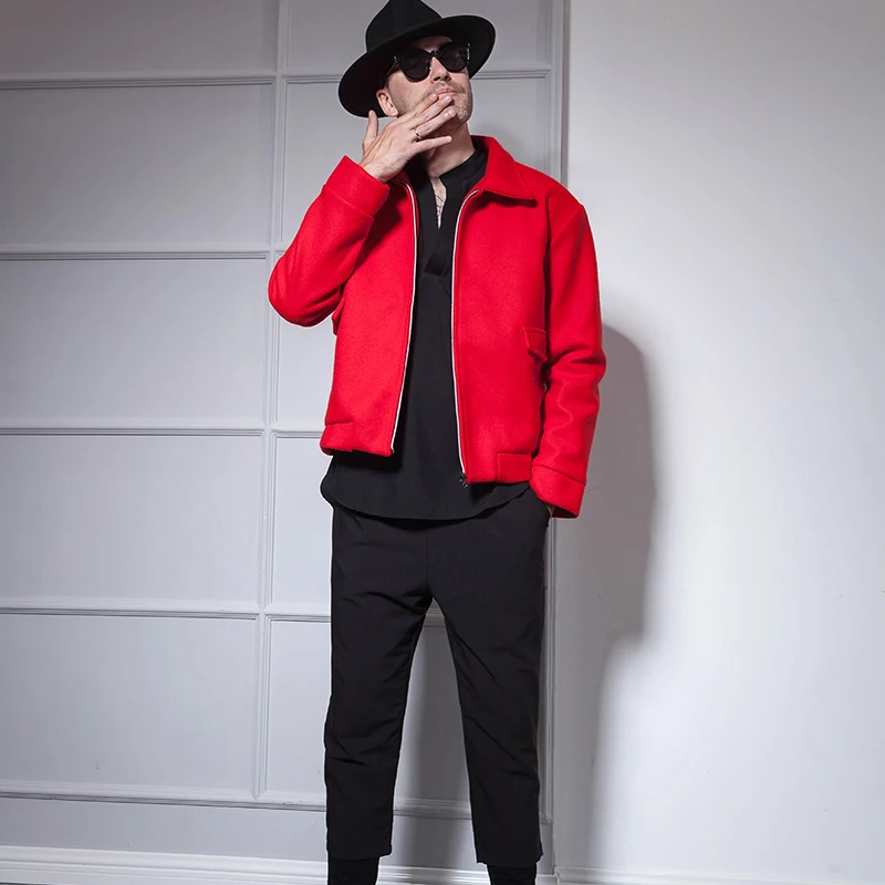 Мужское Короткое шерстяное пальто повседневное короткое приталенное в