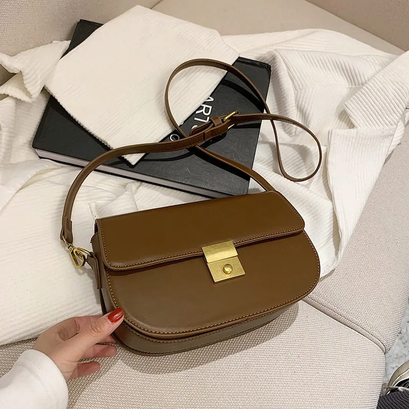 

2021 New Trendy High-quality Atmosphere Retro Messenger Bag Texture One-shoulder Saddle Bag Fashion Lady Port Style Bag Female