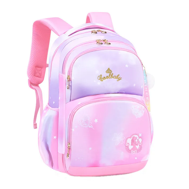 Детские школьные ранцы для девочек, ортопедический рюкзак для начальной школы с принтом принцессы, школьный ранец