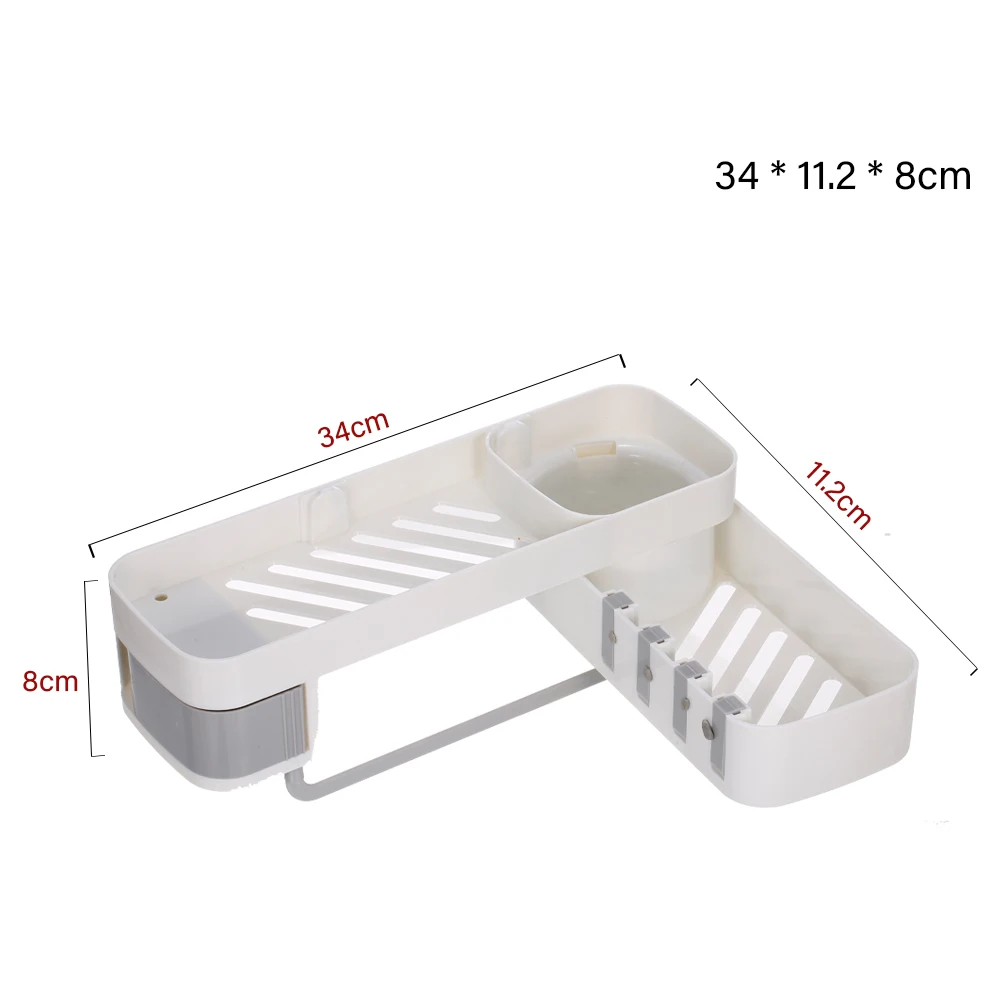 

Bathroom Storage Shelf Wall-mounted Organizer Shelves Adhesive Plastic Caddy Bathroom Organizer Basket for Bathroom Kitchen