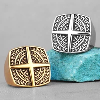 nordic navigational compass stainless steel mens rings hyperbole for male boyfriend biker jewelry creativity gift wholesale
