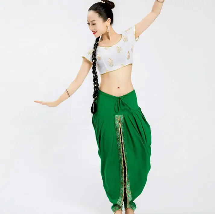 Женский костюм в этническом стиле индийский сари узкий танцевальный топ и