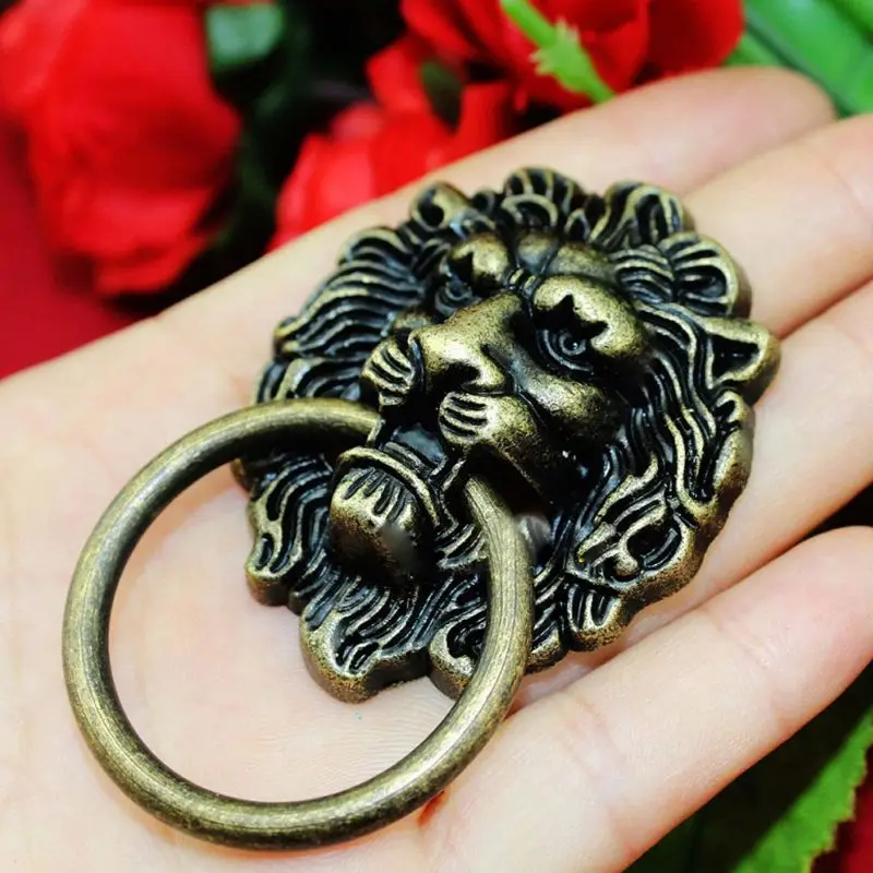 

Antique Brass Bronze Lion Head Shape Single Hole Jewelry Chest Box Cabinet Cupboard Dresser Drawer Handle Pull Knob Ring 4 color