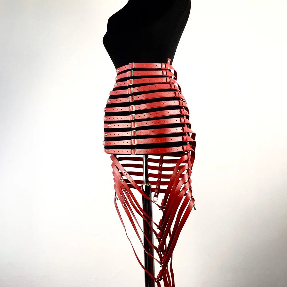 UYEE Harness Skirt Bondage For Women PU Leather Garter Belt Nightclub Lingerie Stockings Belts Buttocks Body Harness Suspenders