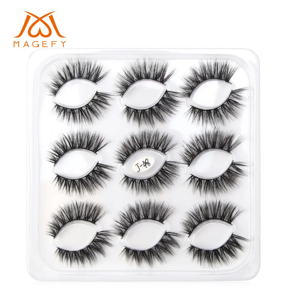 9pairs pack-3DJ48 5/7/9/10 пар в комплекте; 3D норковые ресницы длинные накладные ресницы в виде натуральных пышный объем тонкими поддельные клей для наращивания ресниц Макияж торговля - Цвет: 9pairs pack-3DJ48