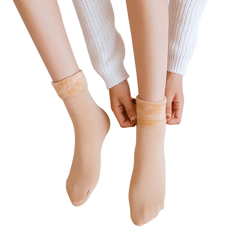 Женские утолщенные флисовые Носки зимние эластичные мягкие носки-тапочки с