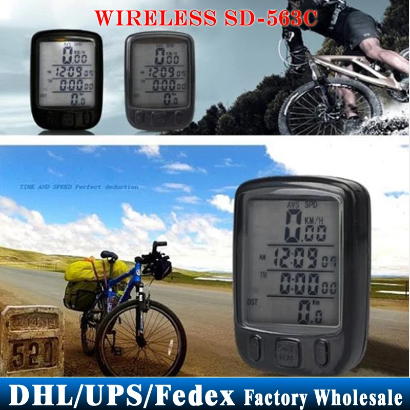 

50pcs/lot Waterproof Wireless Computer Odometer Speedometer LCD Backlight Backlit Computer