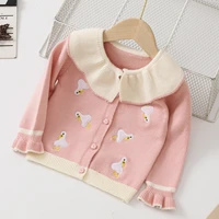 teenster fall girls cardigan cute flower embroidery baby children tops fashion winter toddler kids sweaters princess outfits